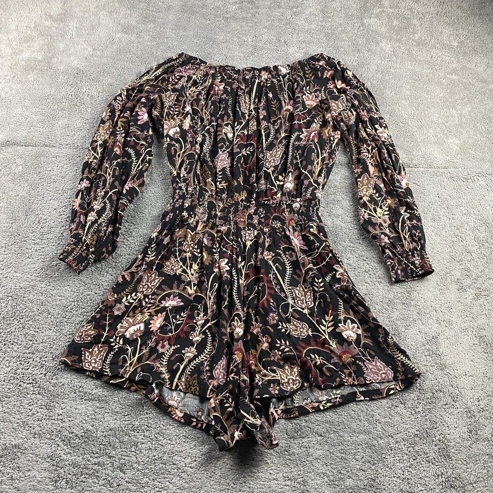 Free People Boho Jumper Shorts Romper Floral Womens XS Long‎ Sleeve